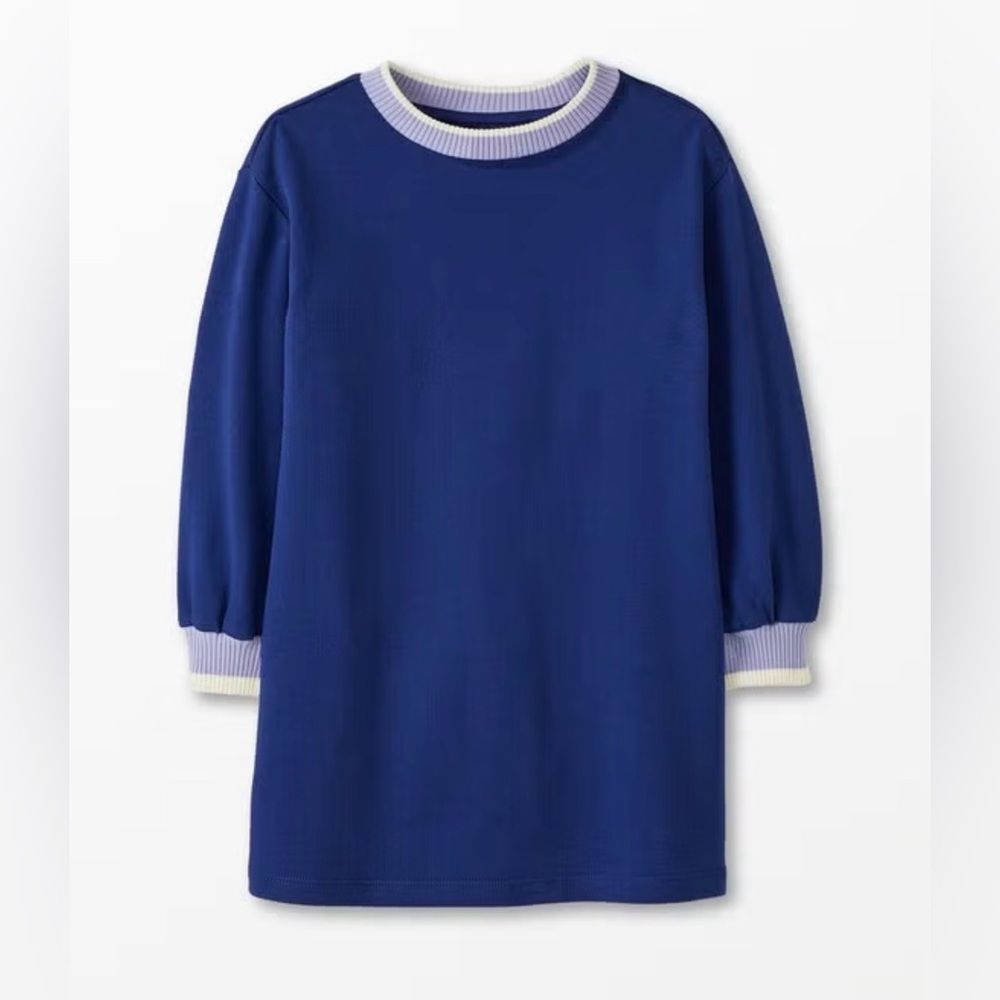Hanna Andersson Long Sleeve French Terry Dress Navy Sweet Lavender size 10 140